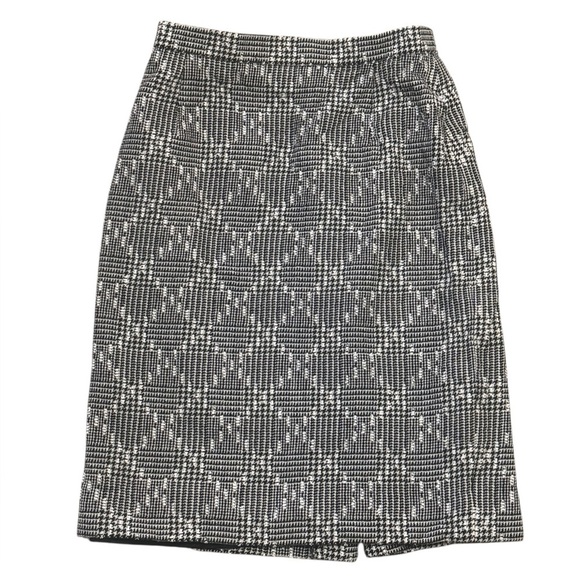 Escada Dresses & Skirts - ESCADA Black White Geometric Pencil Skirt Plaid Houndstooth 36 XS S Wool Work